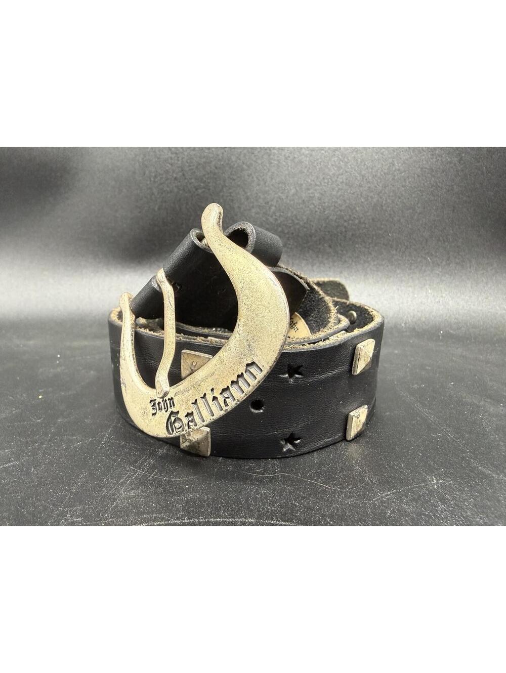 John Galliano y2k Studs & Stars Black Leather Belt small